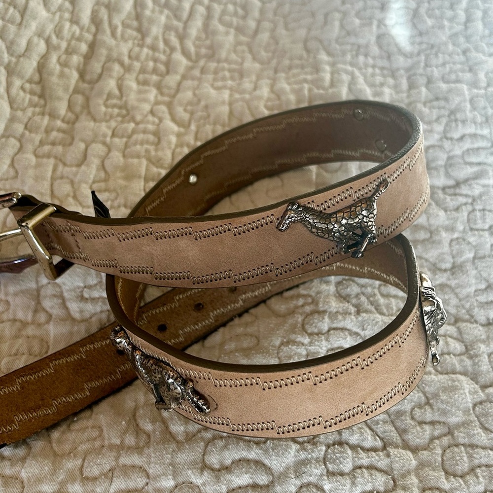 Brighton Leather Belt w/ Silver Animal Accents